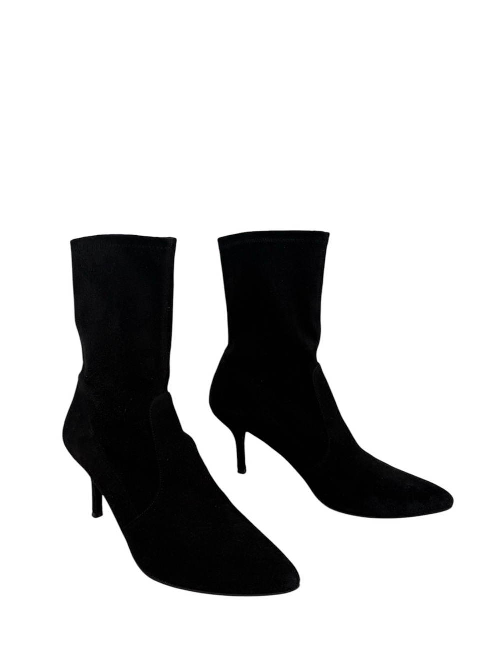 Stuart Weitzman Black Suede Kitten Heel Boots Size 8